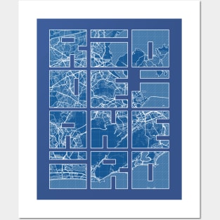 Rio de Janeiro, Brazil City Map Typography - Blueprint Posters and Art